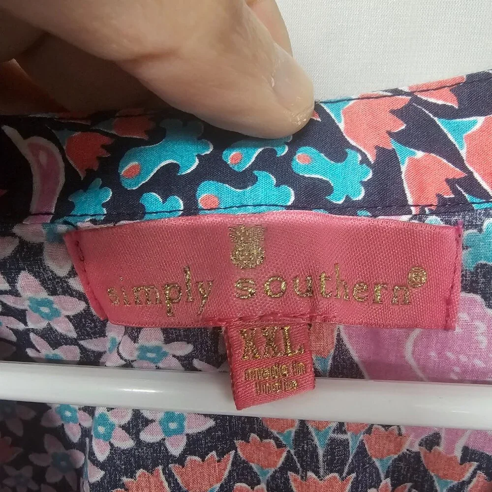 Simply Southern Dress Pink Blue Flamingo Tiered Midi Boho Ruffle 2XL FLAW - Picture 6 of 10